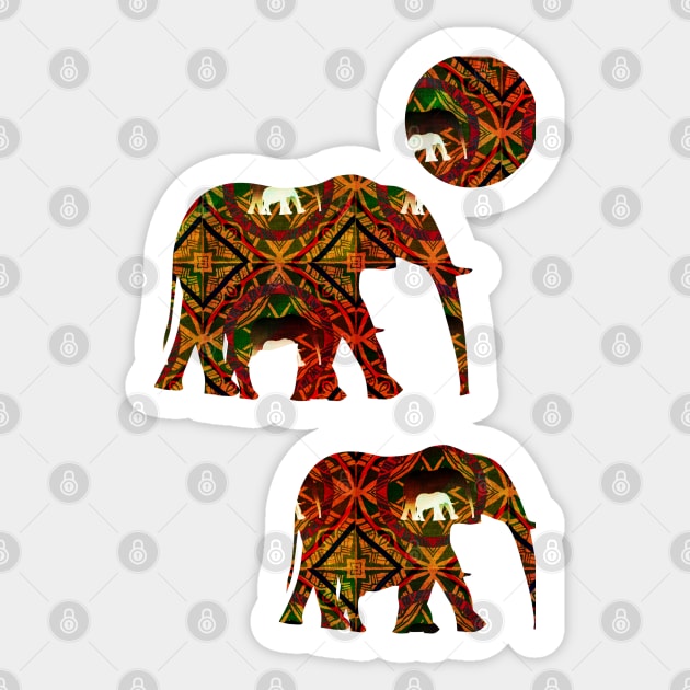 Geometric Ethnic ( With Elephants) Sticker by RoxanneG